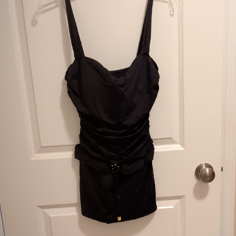 Bleu Rod Beattie Black Ruched Sweetheart Mini Dress